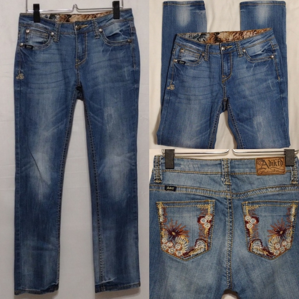 Adiktd Light Acid Wash Low Rise Straight Leg Blue Denim Jeans 6, W 29 Streetwear